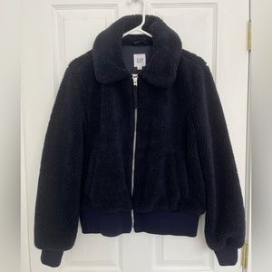 Navy blue bomber jacket